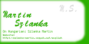 martin szlanka business card